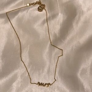 Kate Spade gold “MRS” necklace